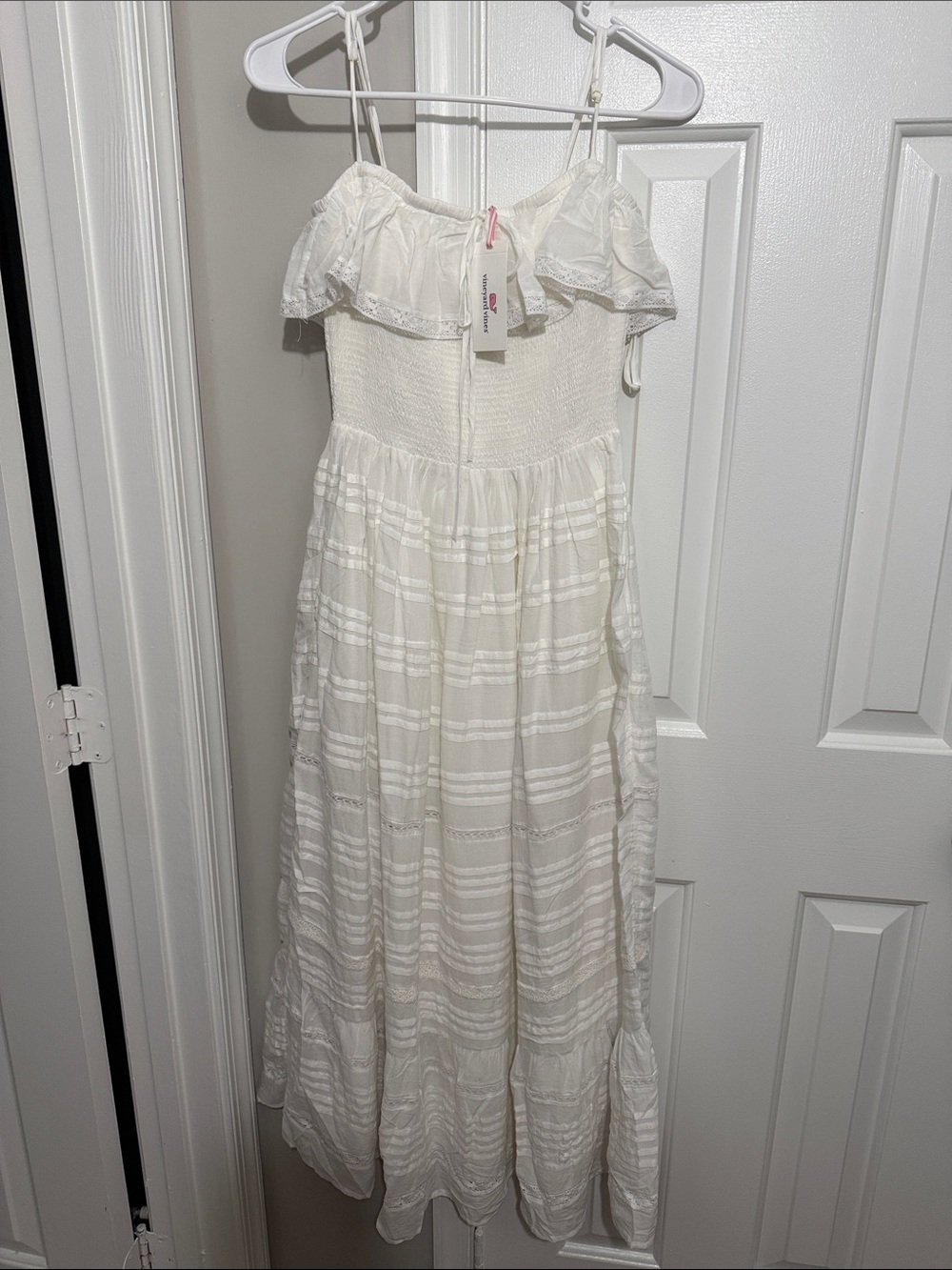 Vineyard Vines White Ruffle Maxi Dress